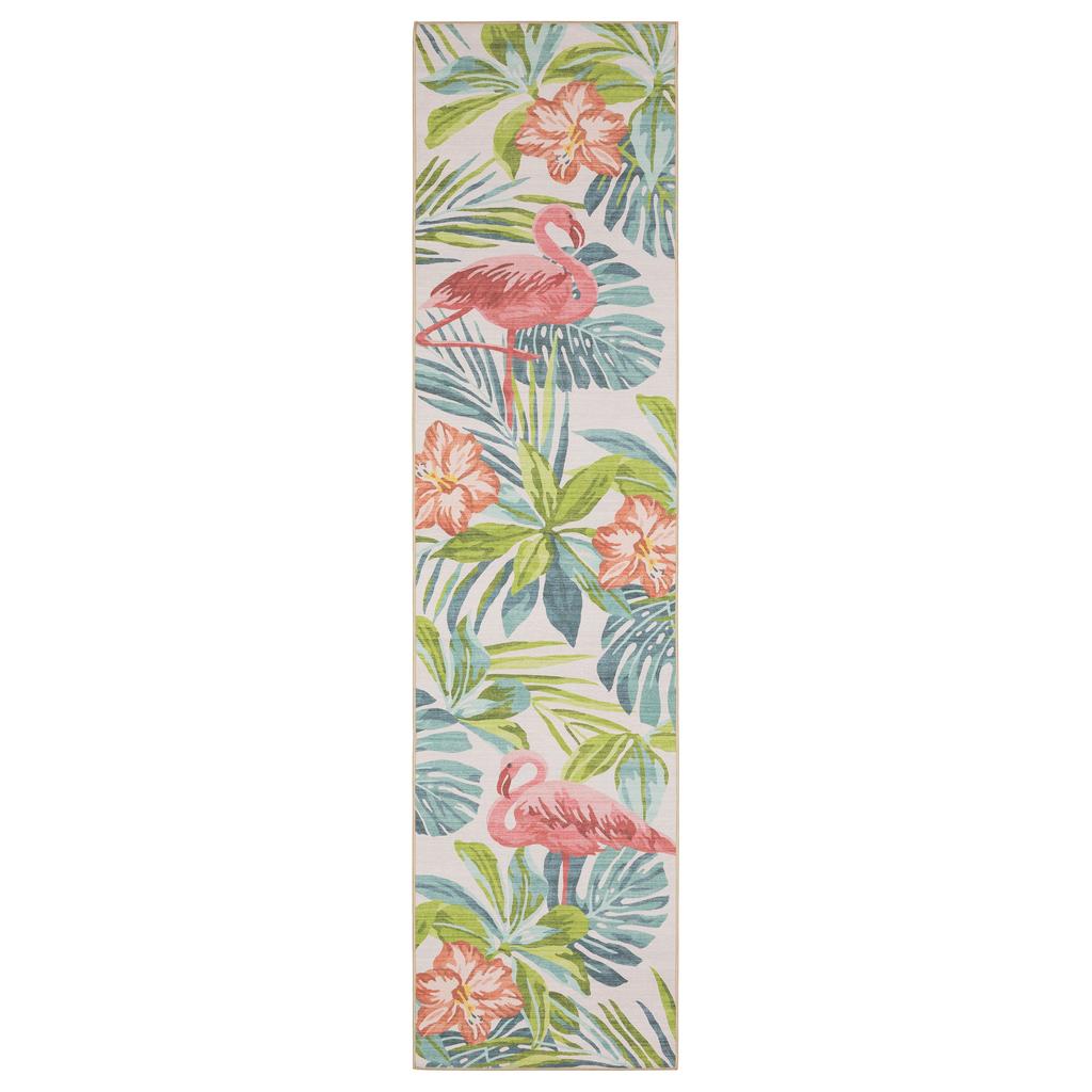 Oriental Weavers Fiji FIJ08 Pink Rectangle Indoor/Outdoor Runner Floral Pattern-
