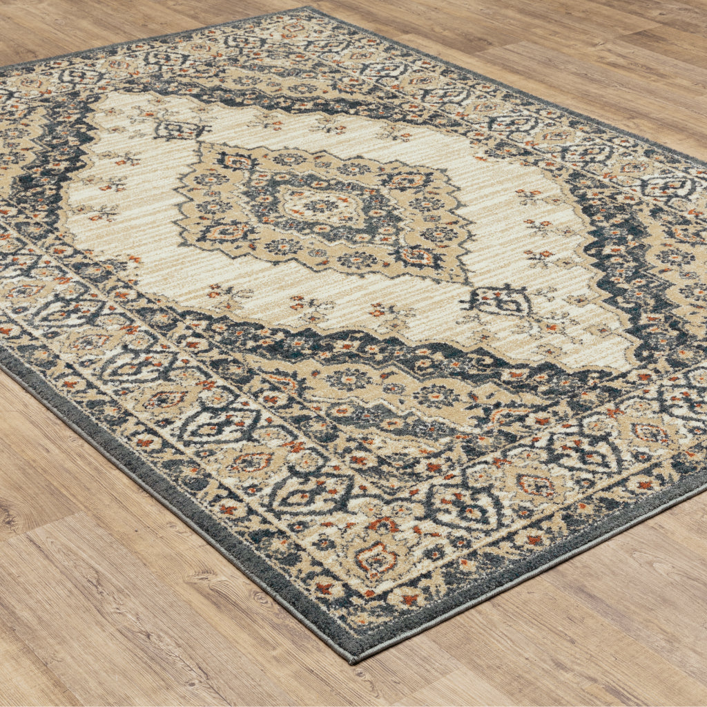 Oriental Weavers Fiona 8020W Multicolor Rectangle Indoor Area Rug - Stain Resistant Vintage Style Rug with Medallion Design