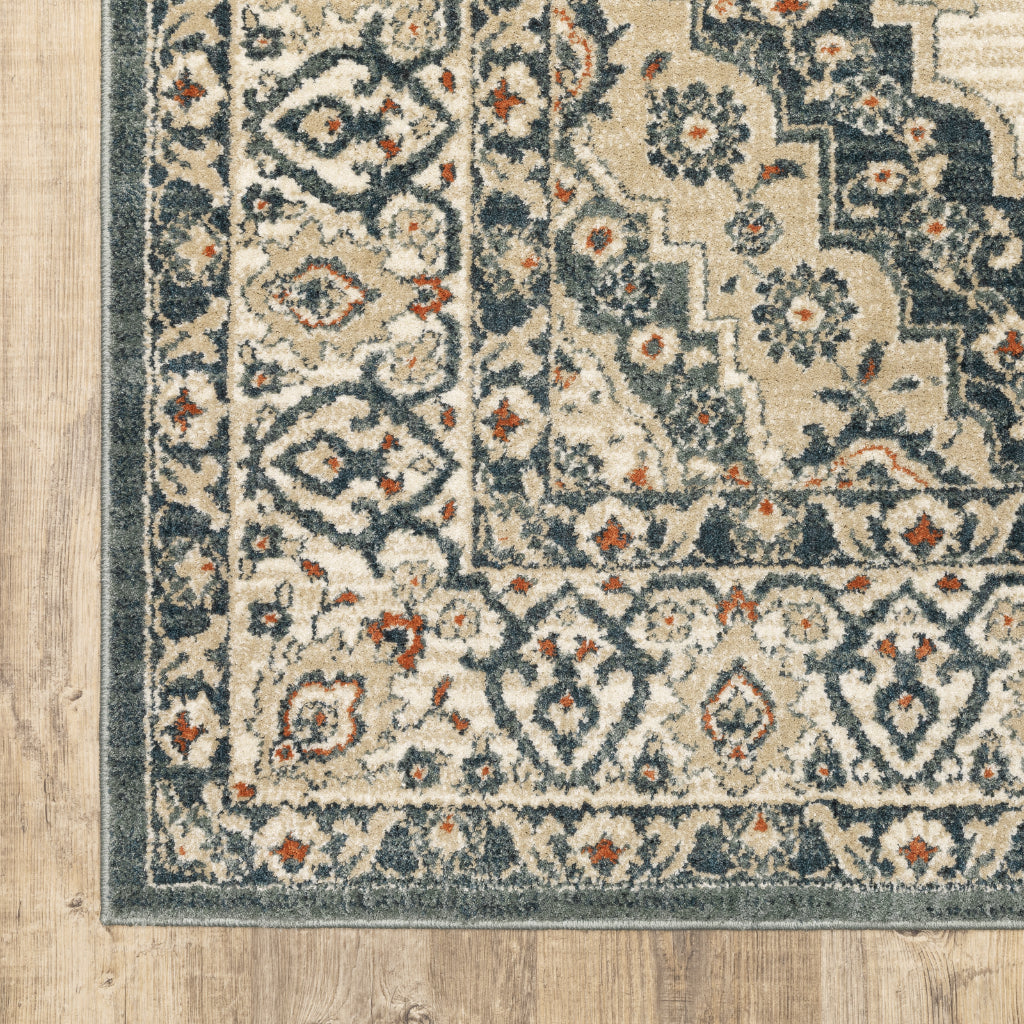 Oriental Weavers Fiona 8020W Multicolor Rectangle Indoor Area Rug - Stain Resistant Vintage Style Rug with Medallion Design