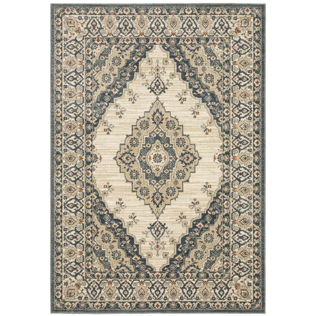 Oriental Weavers Fiona 8020W Multicolor Rectangle Indoor Area Rug - Stain Resistant Vintage Style Rug with Medallion Design