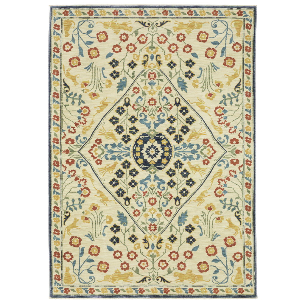 Oriental Weavers Francesca FR06B Multicolor Rectangle Indoor Area Rug - Stain Resistant Floral Rug