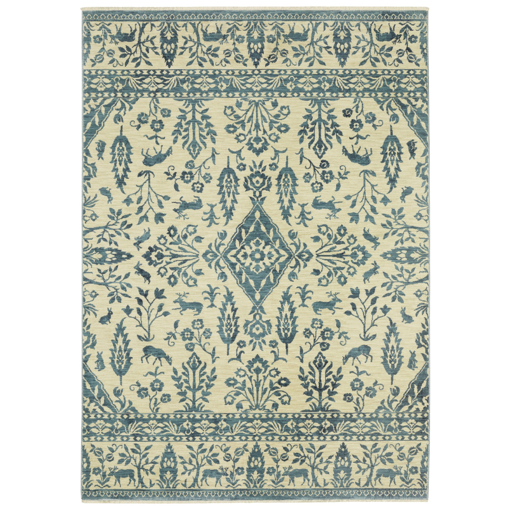 Oriental Weavers Francesca FR08H Blue Rectangle Indoor Area Rug - Stain Resistant Floral Rug-