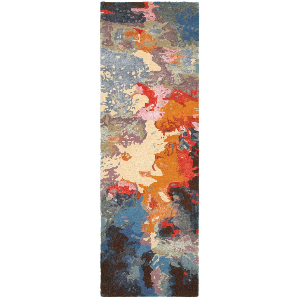 Oriental Weavers Galaxy 21908 Multicolor Rectangle Indoor Runner - Hand Tufted Abstract Rug Made of Wool & Viscose-