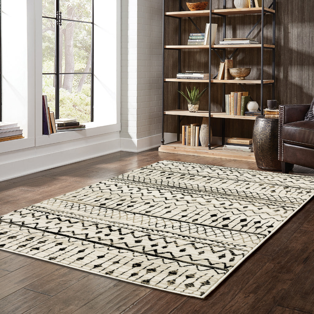 Oriental Weavers Georgia 8826E Two-Color Rectangle Indoor Area Rug - Stain Resistant Bohemian Rug with Tribal Design