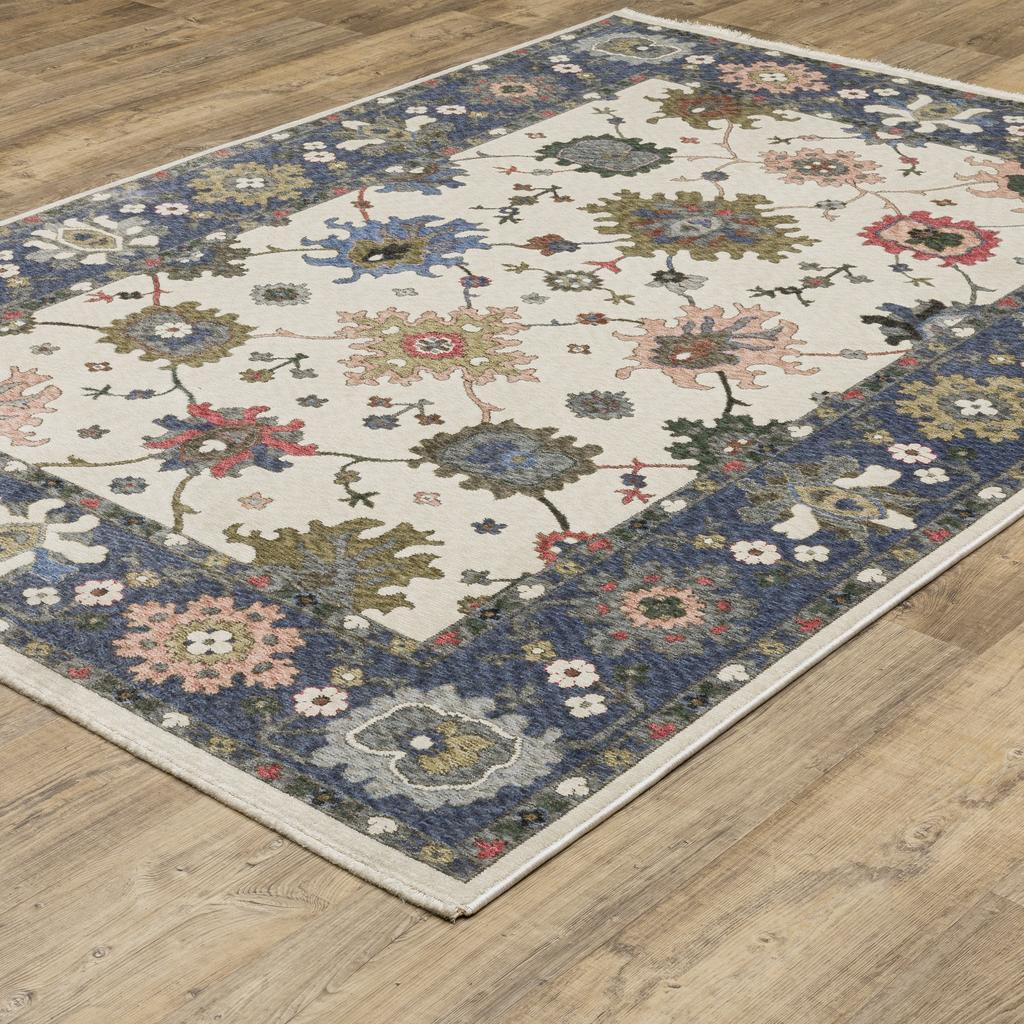 Oriental Weavers Hastings HA01E Blue Rectangle Indoor Area Rug Floral Pattern-