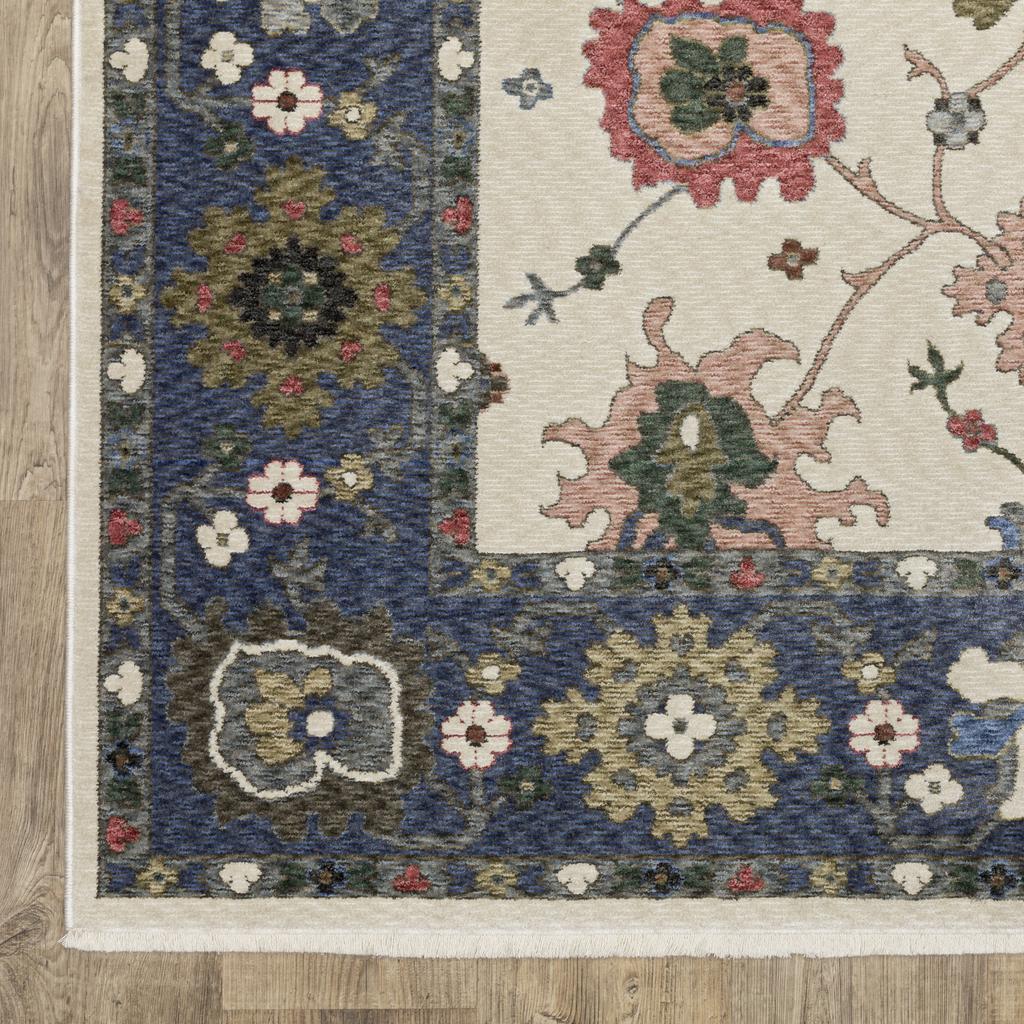 Oriental Weavers Hastings HA01E Blue Rectangle Indoor Area Rug Floral Pattern-