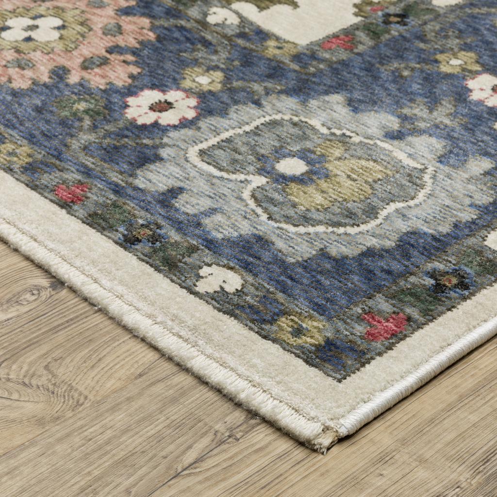 Oriental Weavers Hastings HA01E Blue Rectangle Indoor Area Rug Floral Pattern-