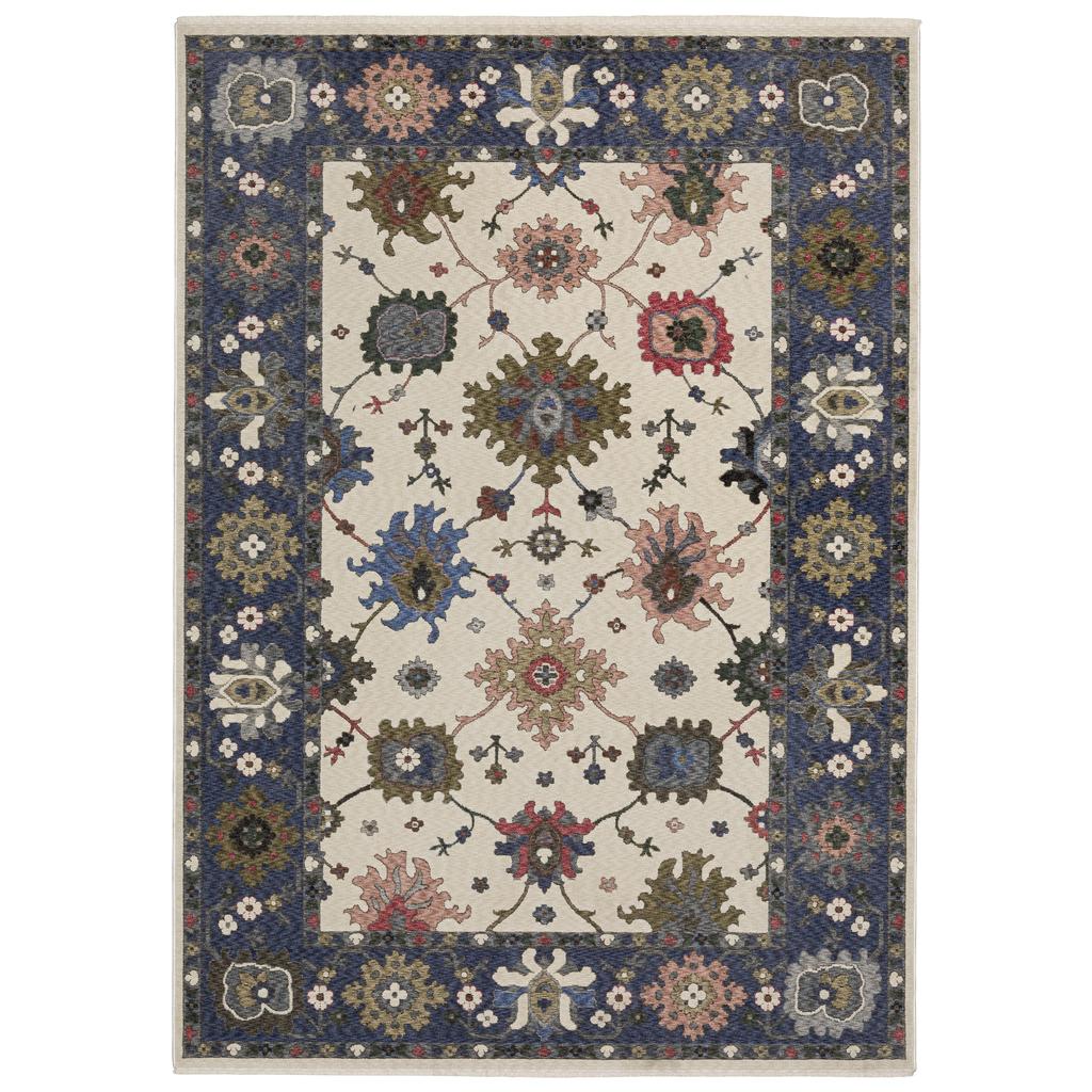 Oriental Weavers Hastings HA01E Blue Rectangle Indoor Area Rug Floral Pattern-