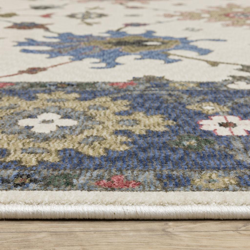 Oriental Weavers Hastings HA01E Blue Rectangle Indoor Area Rug Floral Pattern-