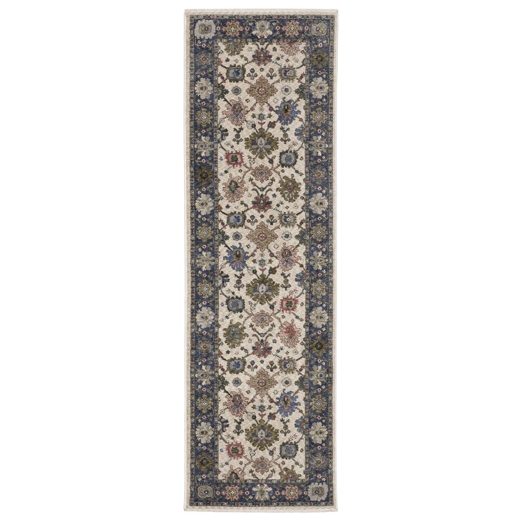 Oriental Weavers Hastings HA01E Blue Rectangle Indoor Runner Floral Pattern-