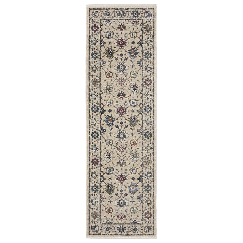 Oriental Weavers Hastings HA01W Ivory Rectangle Indoor Runner Floral Pattern-