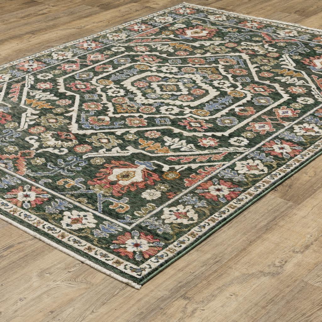 Oriental Weavers Hastings HA02B Green Rectangle Indoor Area Rug Floral Pattern-