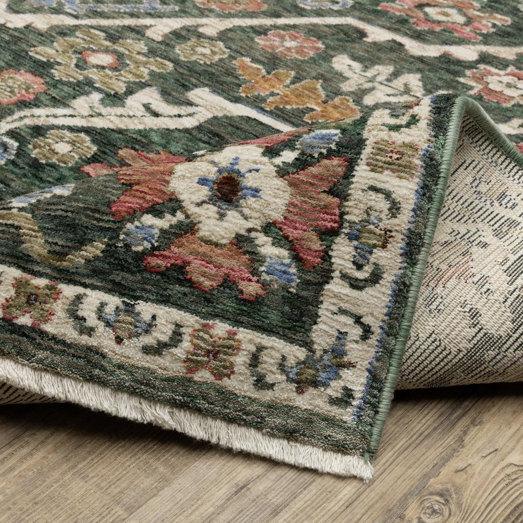 Oriental Weavers Hastings HA02B Green Rectangle Indoor Area Rug Floral Pattern-