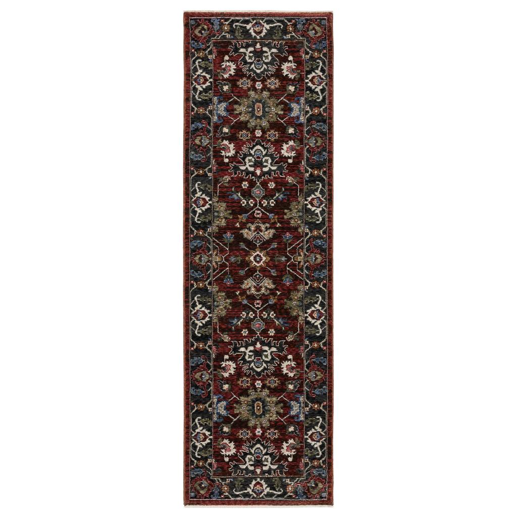 Oriental Weavers Hastings HA03V Red Rectangle Indoor Runner Oriental Pattern-