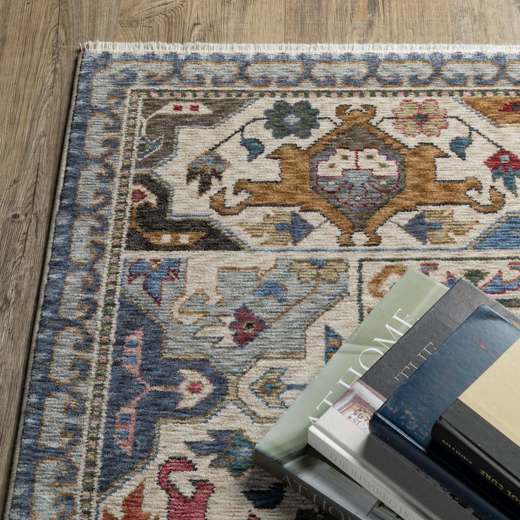 Oriental Weavers Hastings HA04E Blue Rectangle Indoor Runner Oriental Pattern-