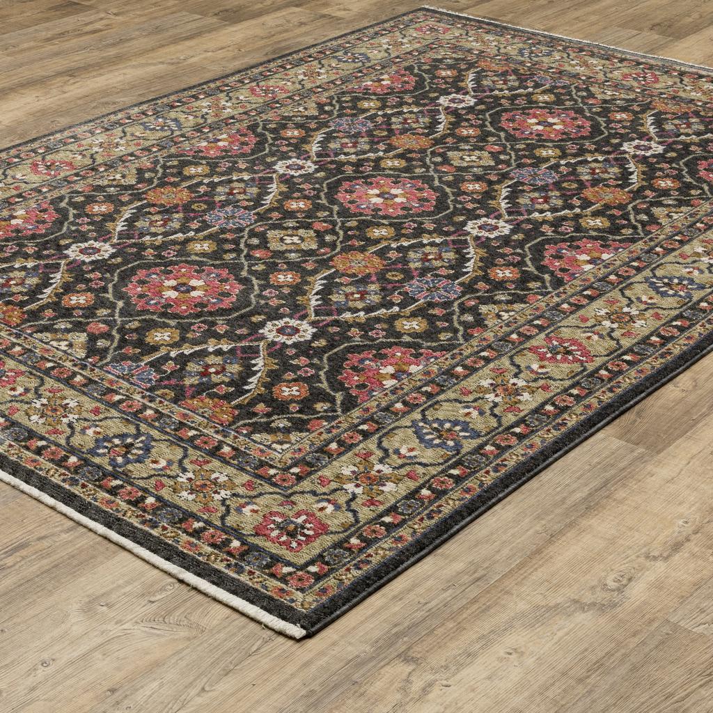 Oriental Weavers Hastings HA07D Charcoal Rectangle Indoor Area Rug Oriental Pattern-