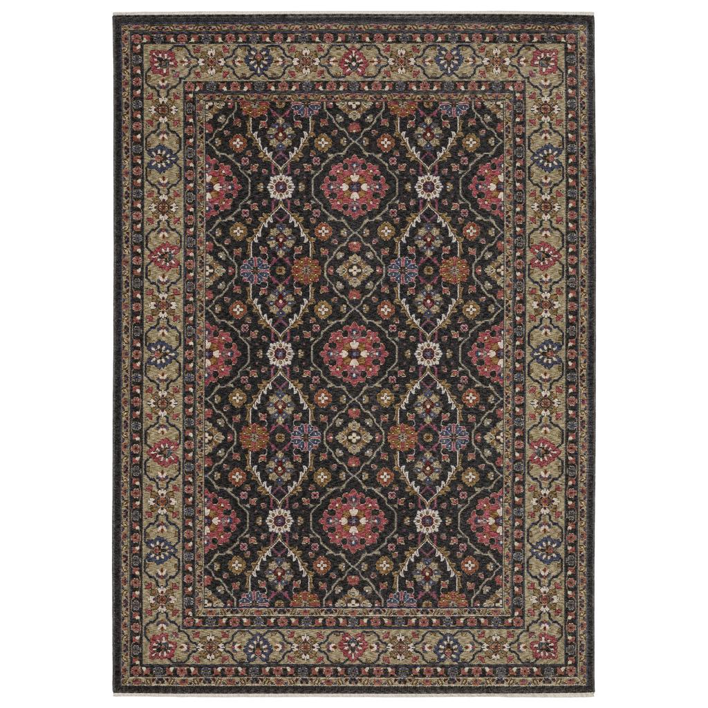 Oriental Weavers Hastings HA07D Charcoal Rectangle Indoor Area Rug Oriental Pattern-