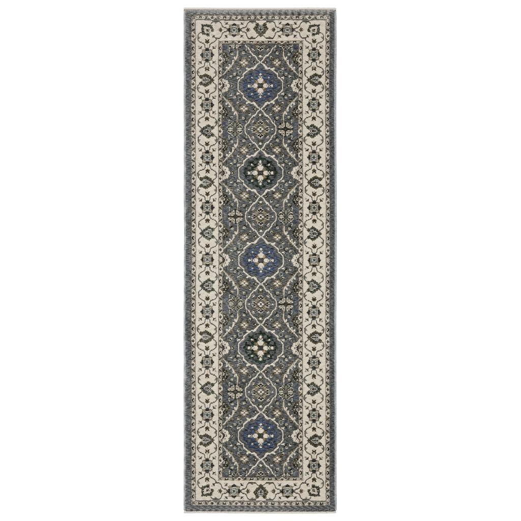 Oriental Weavers Hastings HA07H Blue Rectangle Indoor Runner Oriental Pattern-