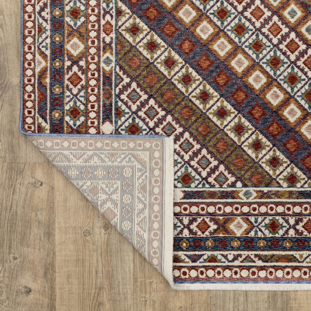 Oriental Weavers Hastings HA08B Red Rectangle Indoor Runner Diamond Pattern-