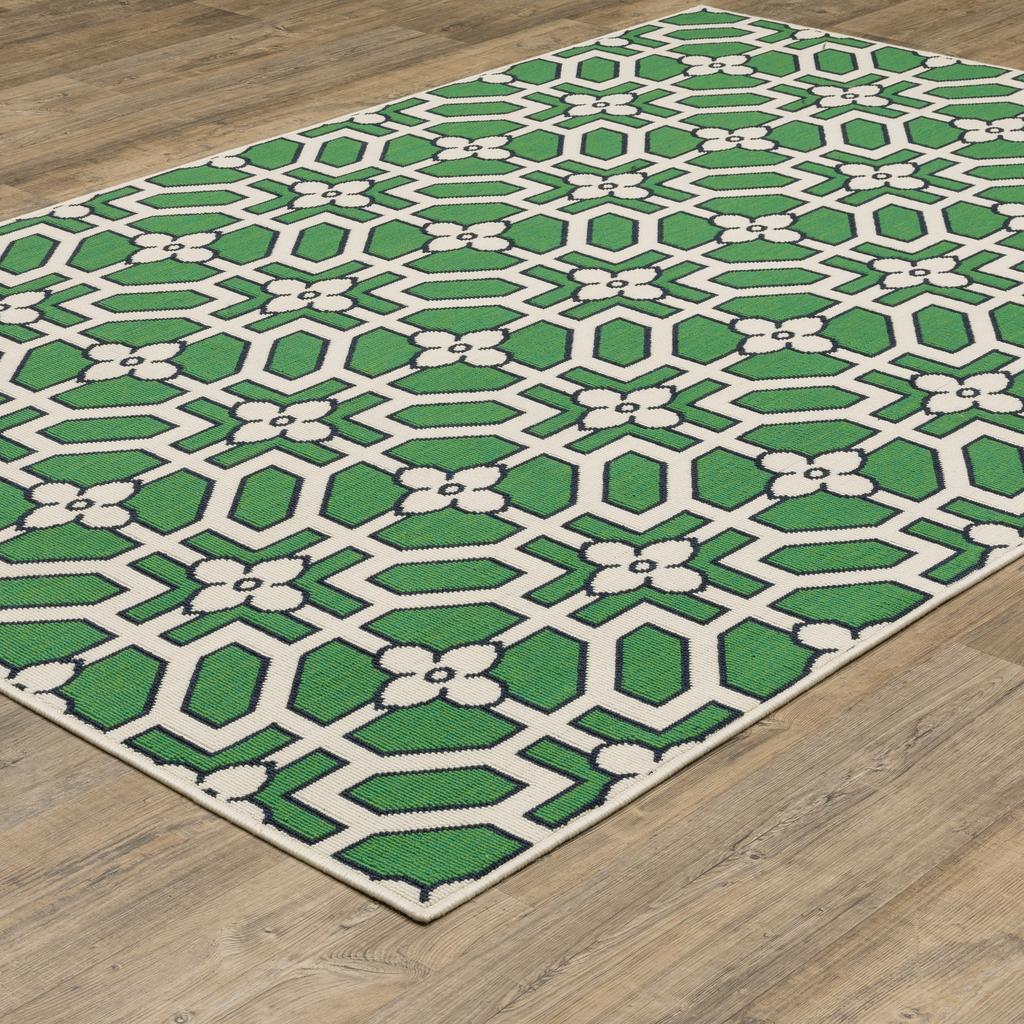 Oriental Weavers Havana HAV01 Ivory Rectangle Indoor/Outdoor Area Rug Geometric Pattern-