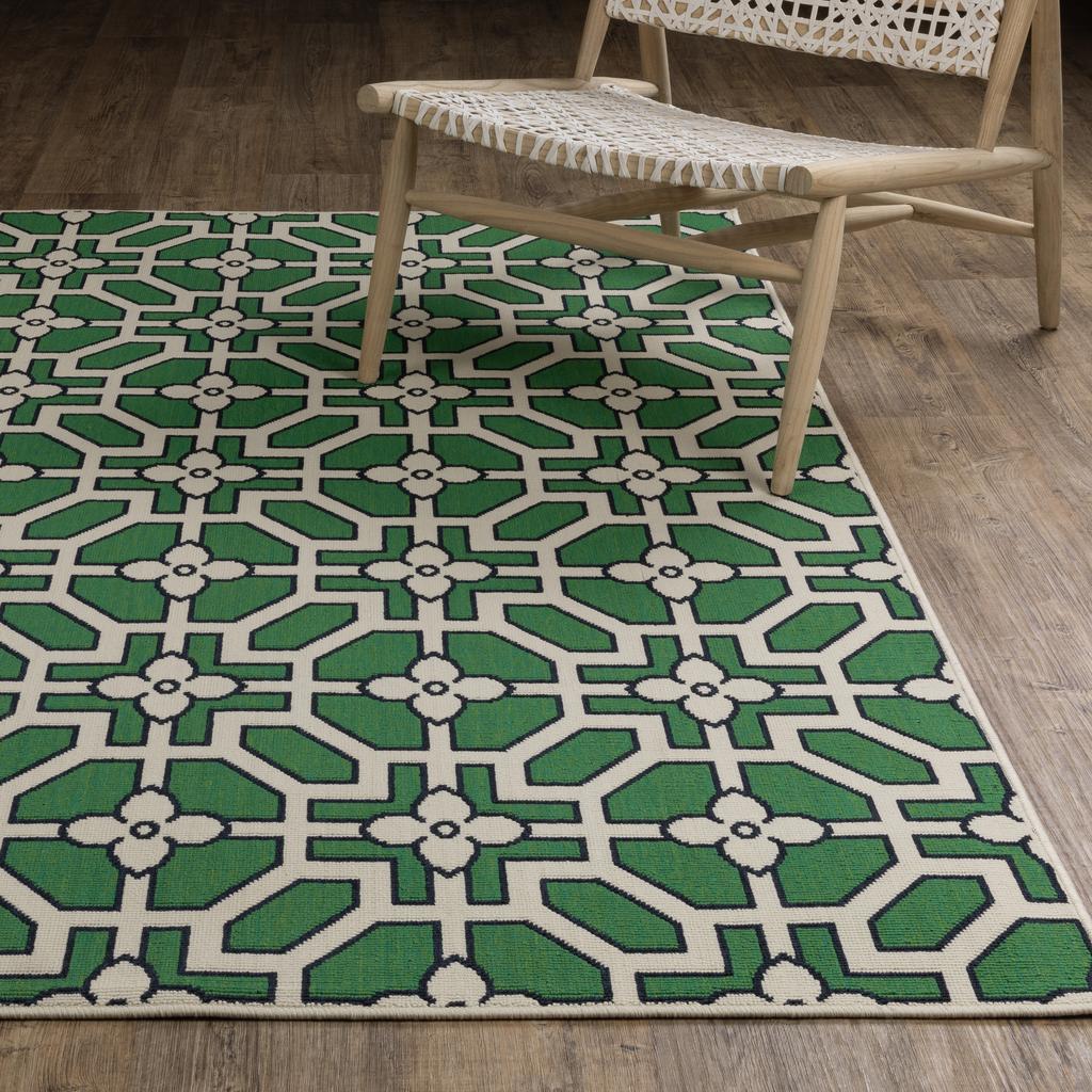 Oriental Weavers Havana HAV01 Ivory Rectangle Indoor/Outdoor Area Rug Geometric Pattern-