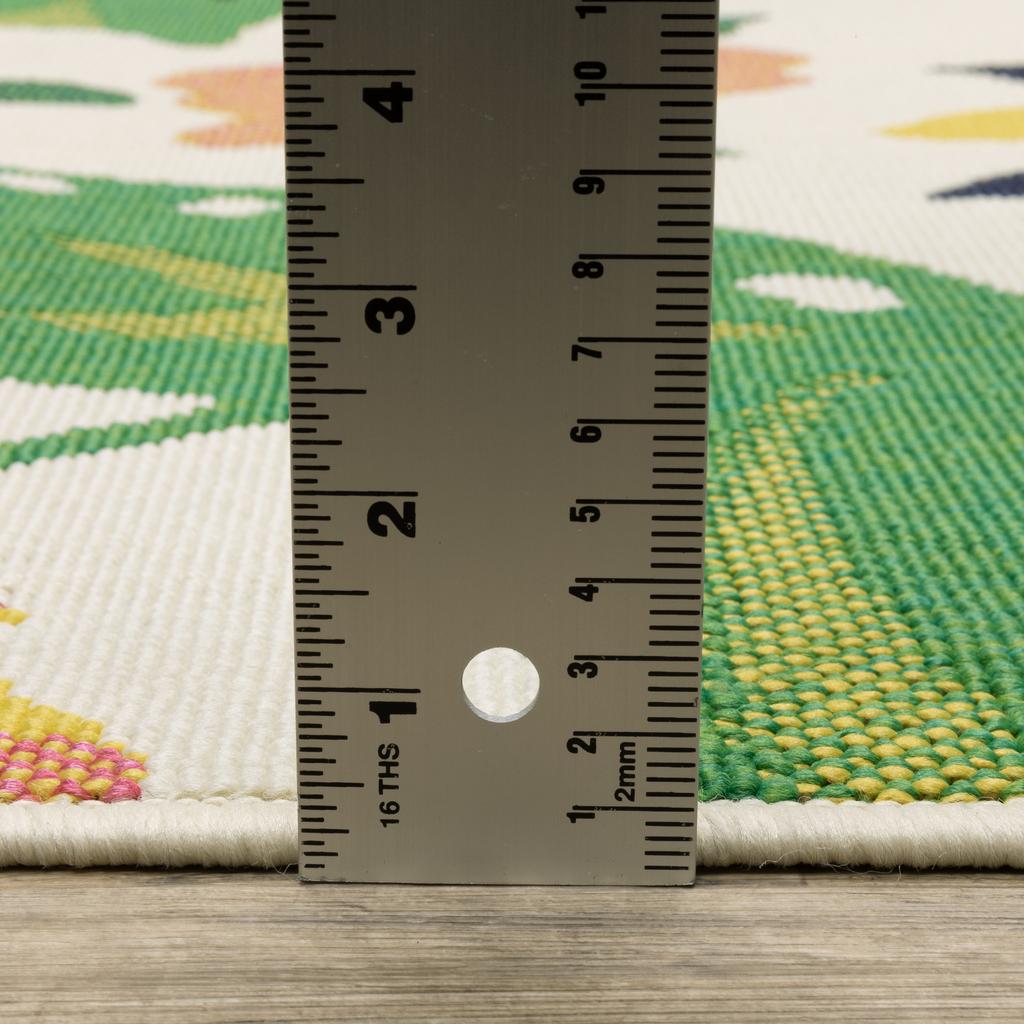 Oriental Weavers Havana HAV02 Ivory Rectangle Indoor/Outdoor Runner Floral Pattern-