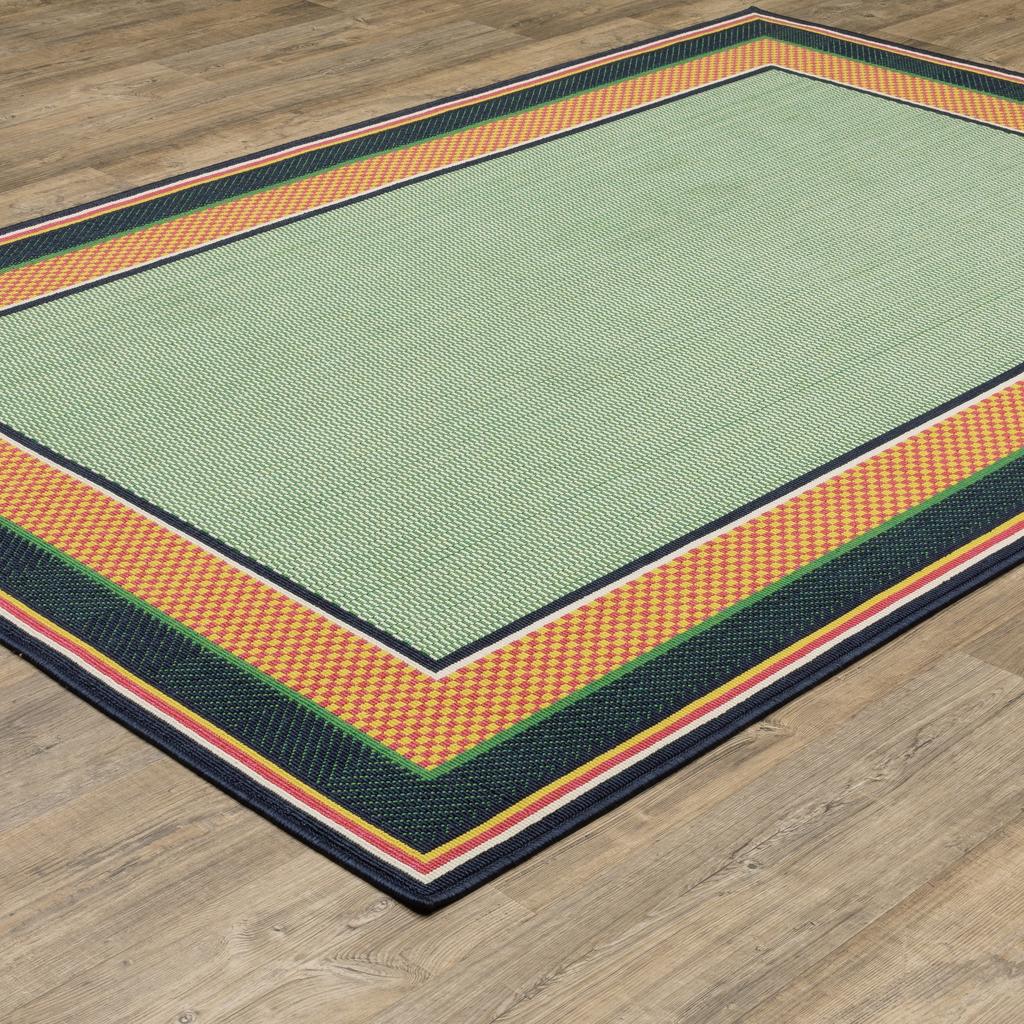 Oriental Weavers Havana HAV03 Green Rectangle Indoor/Outdoor Area Rug Border Pattern-