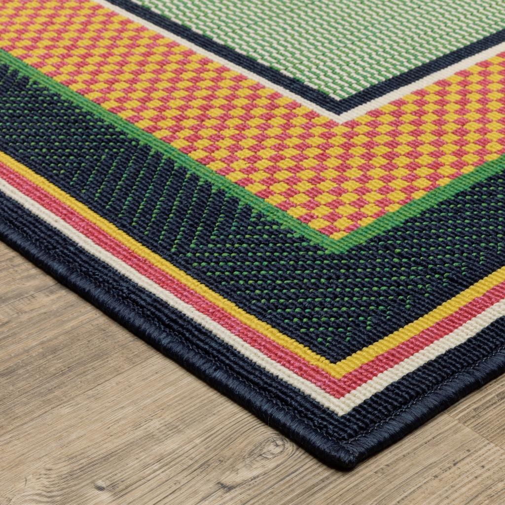 Oriental Weavers Havana HAV03 Green Rectangle Indoor/Outdoor Area Rug Border Pattern-