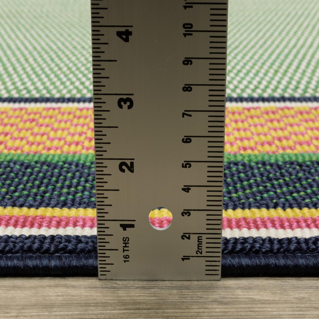 Oriental Weavers Havana HAV03 Green Rectangle Indoor/Outdoor Runner Border Pattern-