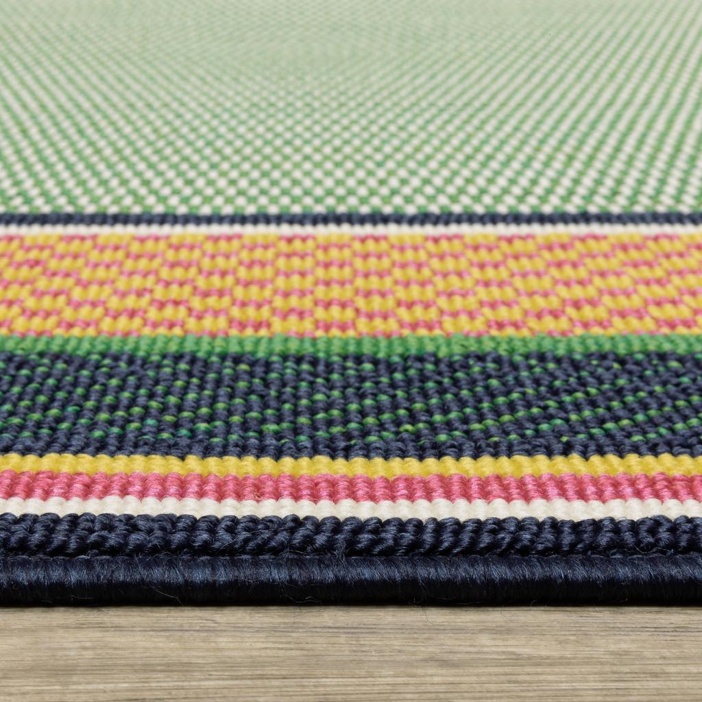 Oriental Weavers Havana HAV03 Green Rectangle Indoor/Outdoor Area Rug Border Pattern-