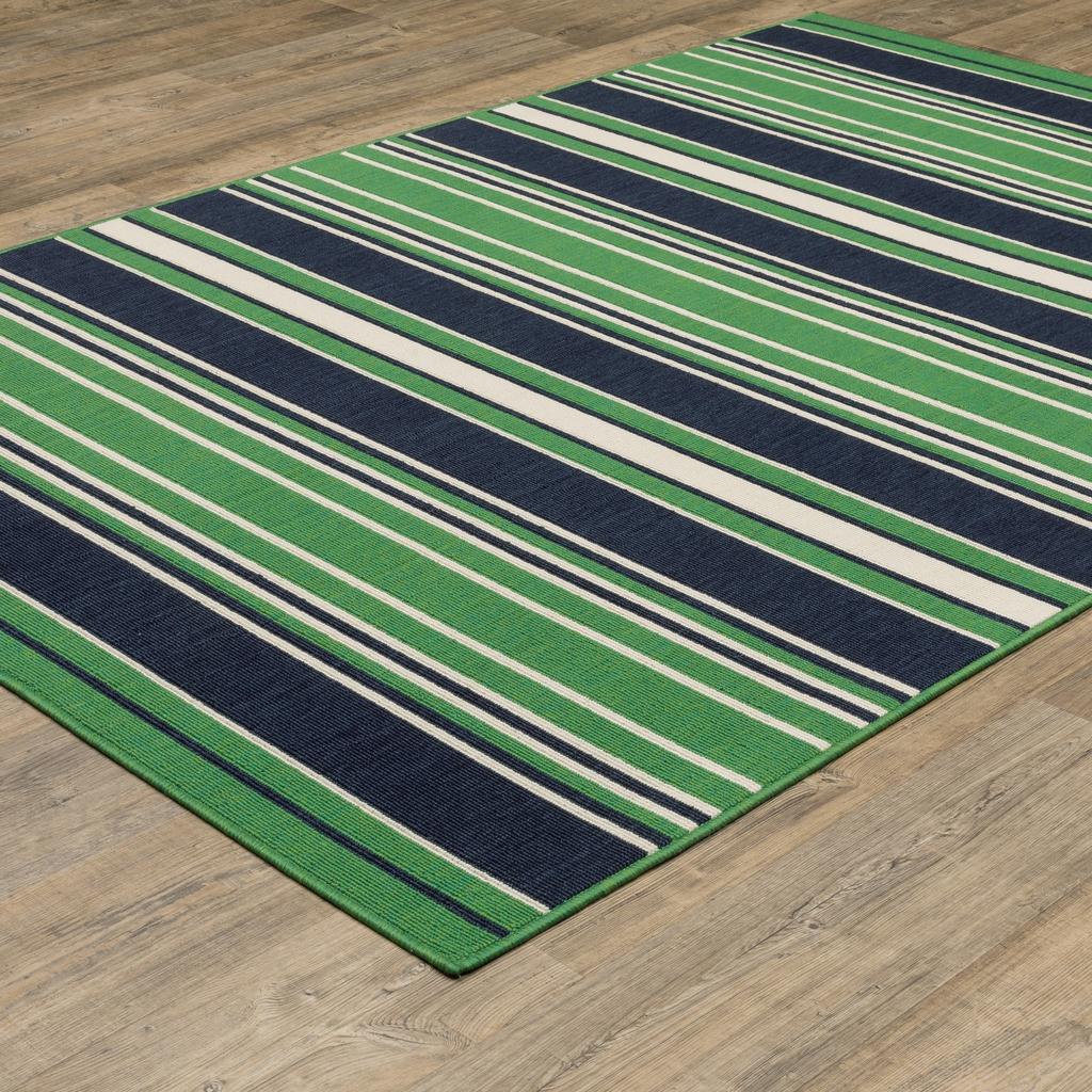Oriental Weavers Havana HAV05 Green Rectangle Indoor/Outdoor Area Rug Stripe Pattern-