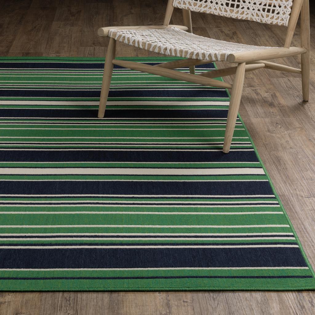 Oriental Weavers Havana HAV05 Green Rectangle Indoor/Outdoor Area Rug Stripe Pattern-