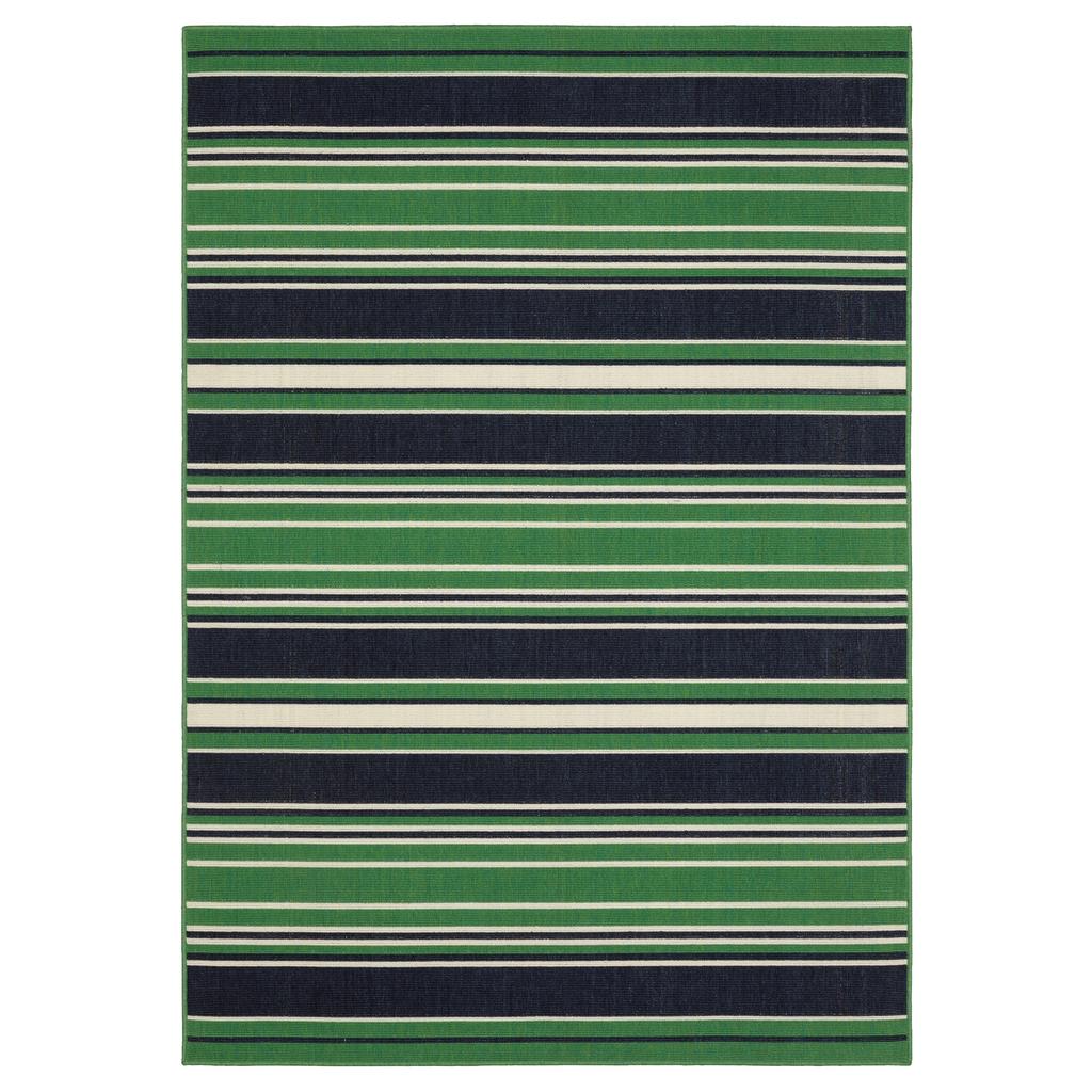 Oriental Weavers Havana HAV05 Green Rectangle Indoor/Outdoor Area Rug Stripe Pattern-