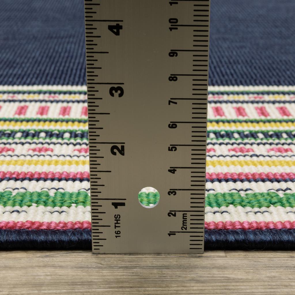 Oriental Weavers Havana HAV06 Navy Rectangle Indoor/Outdoor Area Rug Border Pattern-