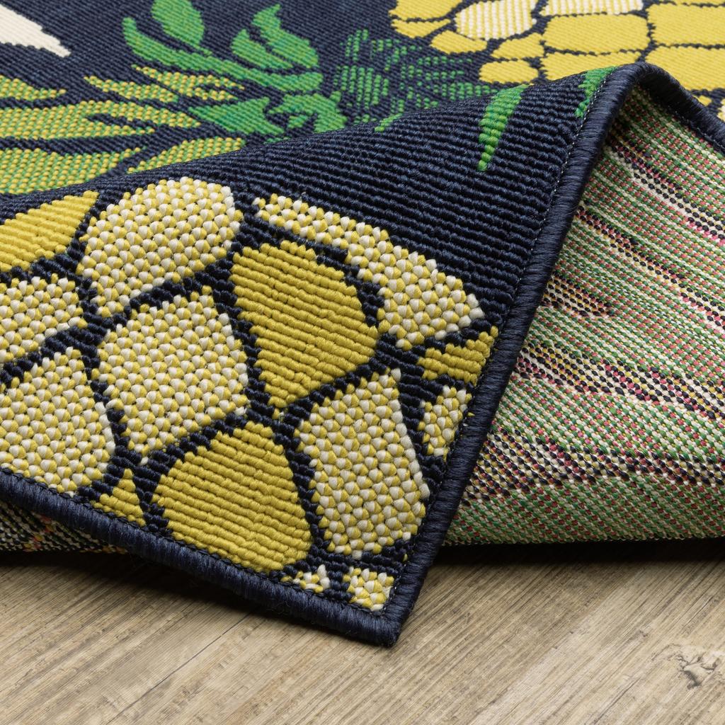 Oriental Weavers Havana HAV07 Navy Rectangle Indoor/Outdoor Runner Botanical Pattern-