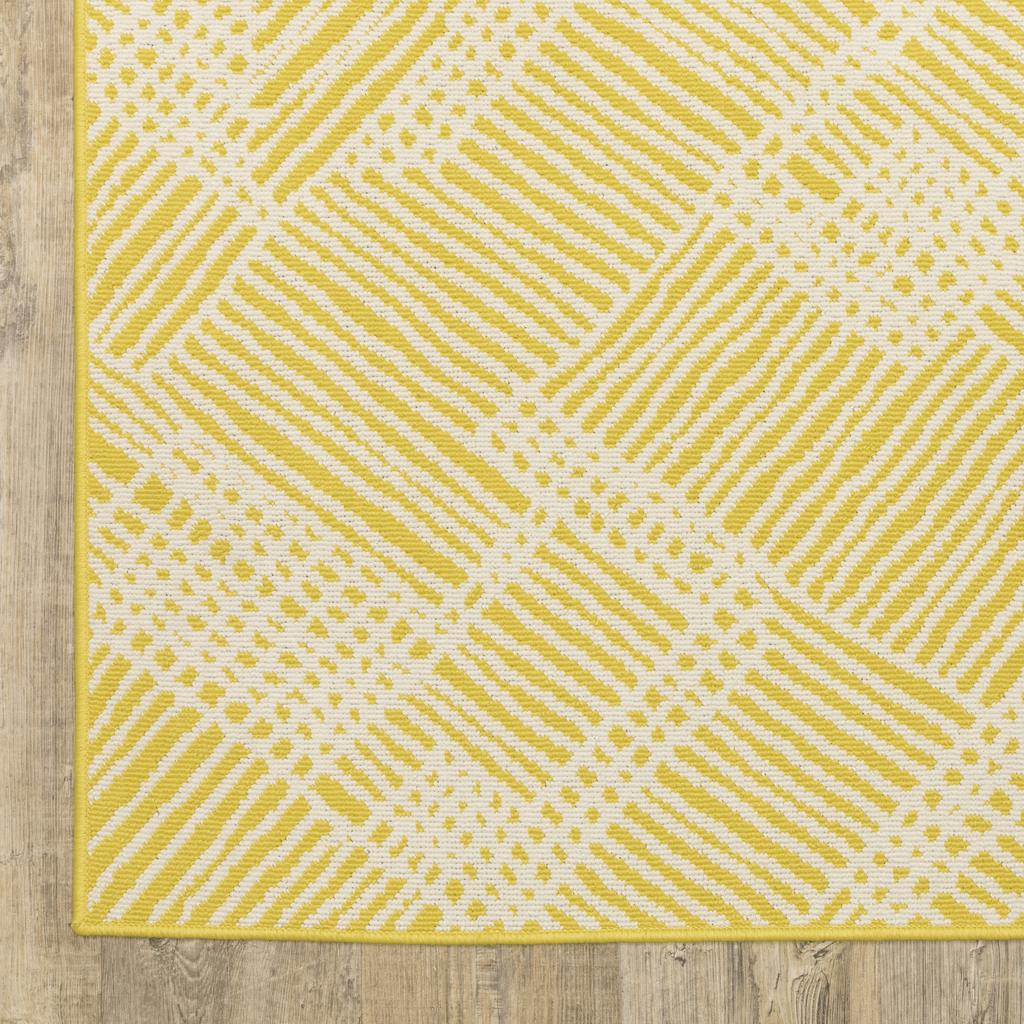 Oriental Weavers Havana HAV08 Yellow Rectangle Indoor/Outdoor Runner Geometric Pattern-