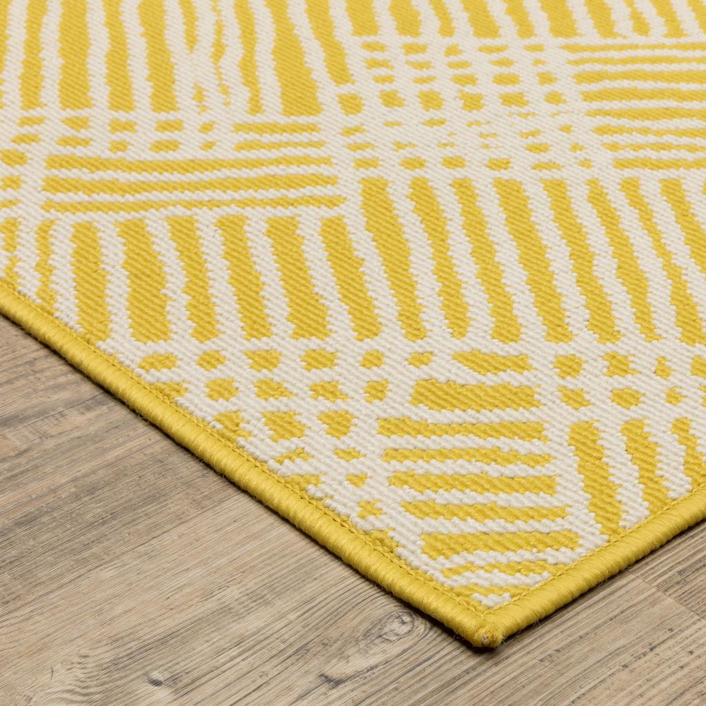 Oriental Weavers Havana HAV08 Yellow Rectangle Indoor/Outdoor Runner Geometric Pattern-