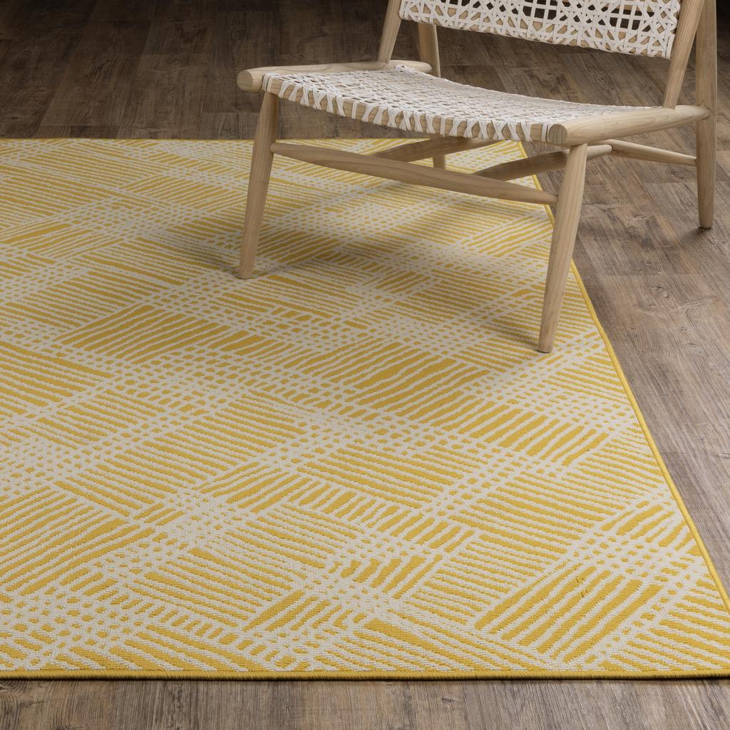 Oriental Weavers Havana HAV08 Yellow Rectangle Indoor/Outdoor Area Rug Geometric Pattern-