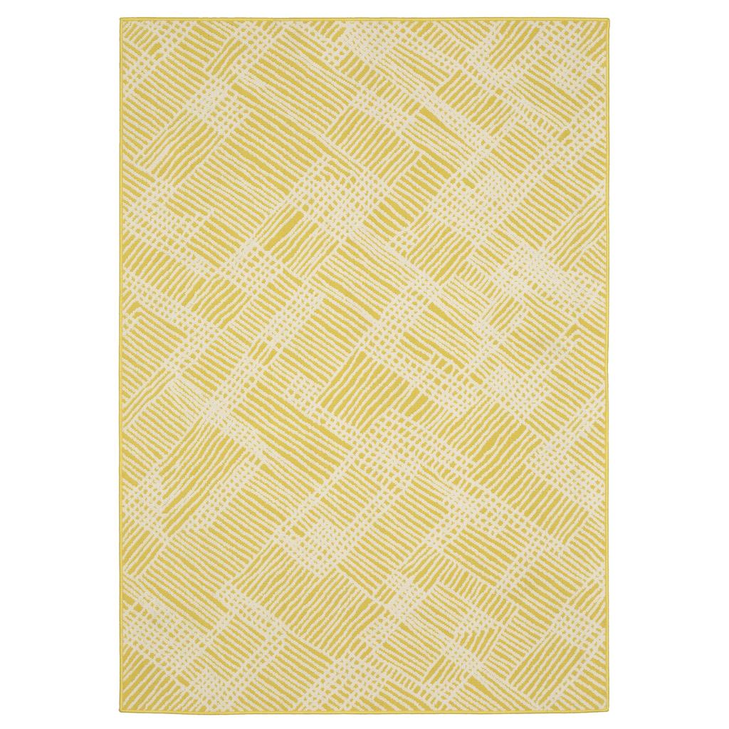 Oriental Weavers Havana HAV08 Yellow Rectangle Indoor/Outdoor Runner Geometric Pattern-