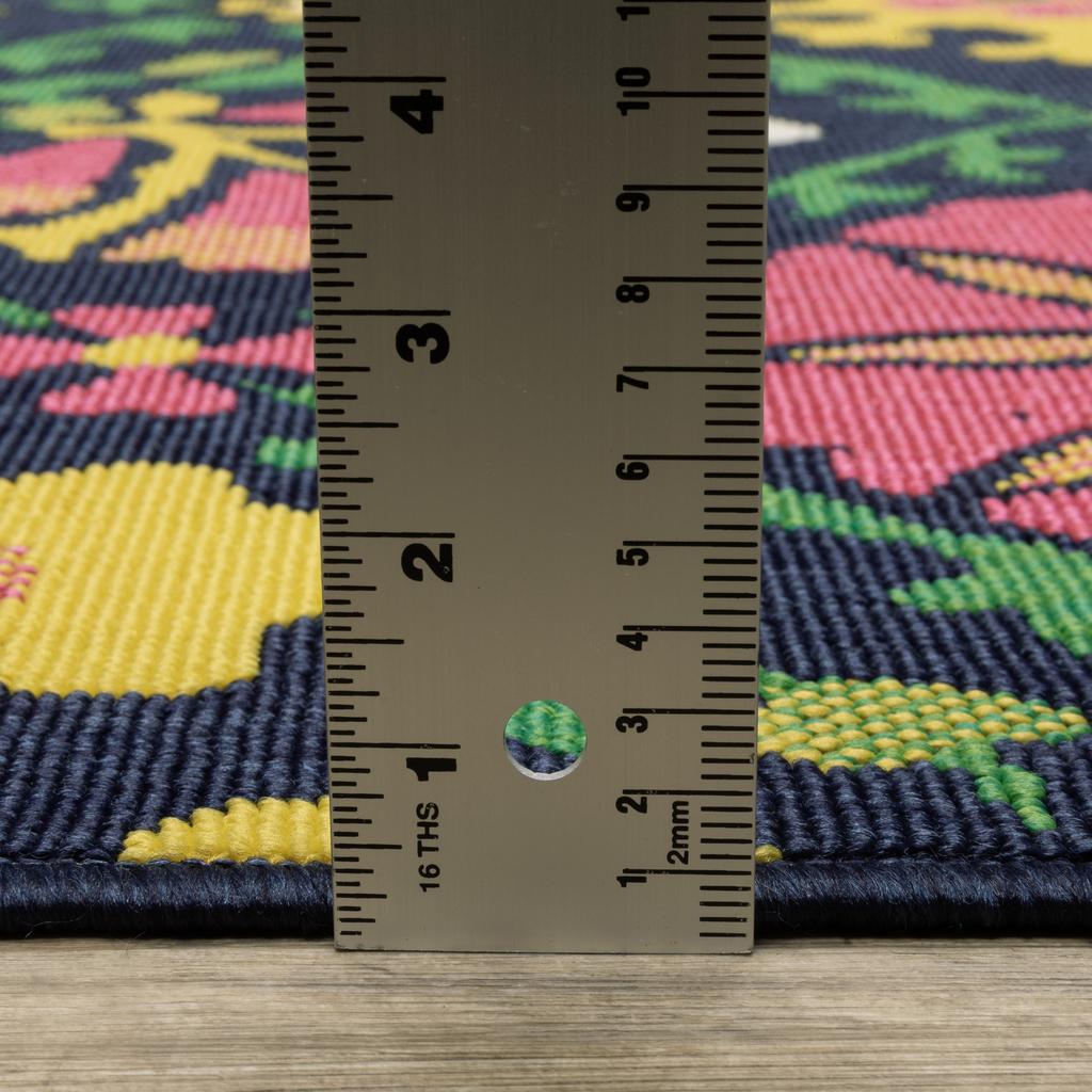 Oriental Weavers Havana HAV09 Navy Rectangle Indoor/Outdoor Area Rug Floral Pattern-