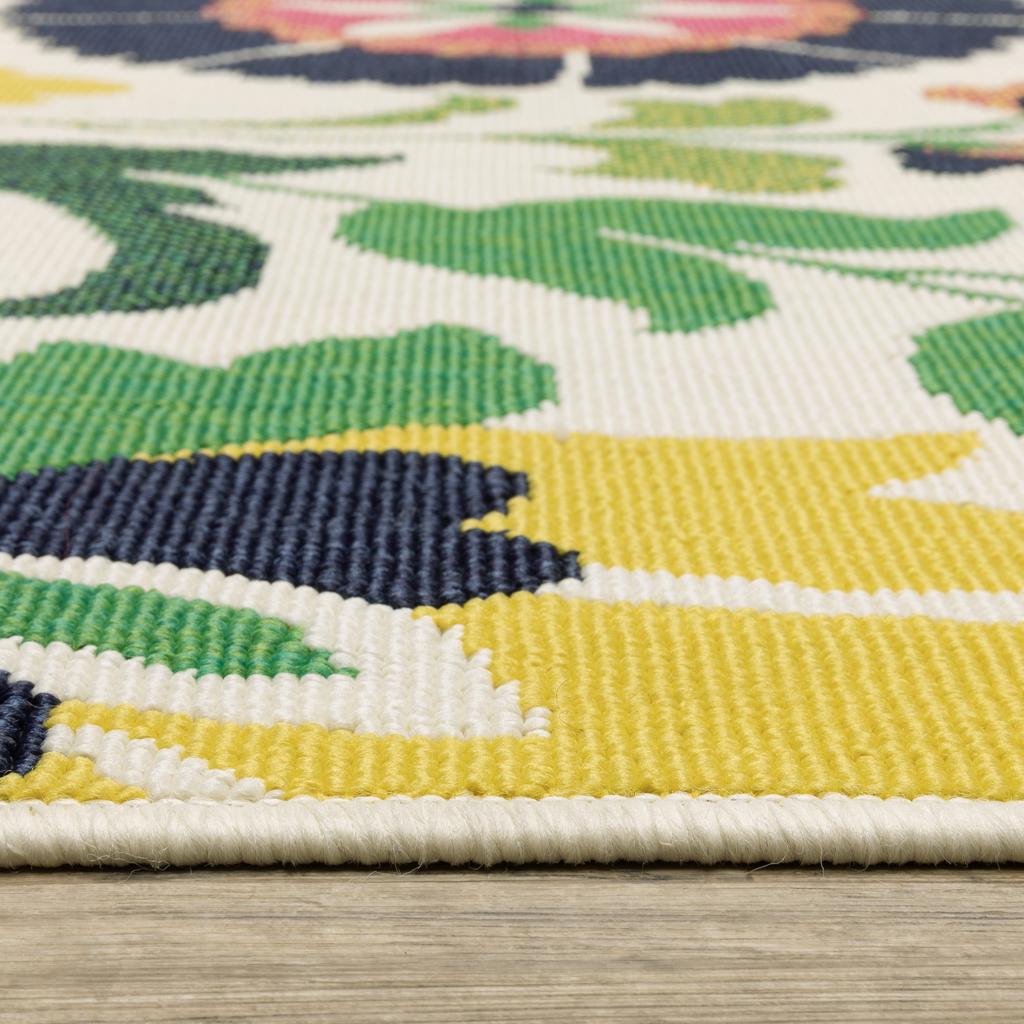 Oriental Weavers Havana HAV10 Ivory Rectangle Indoor/Outdoor Area Rug Botanical Pattern-