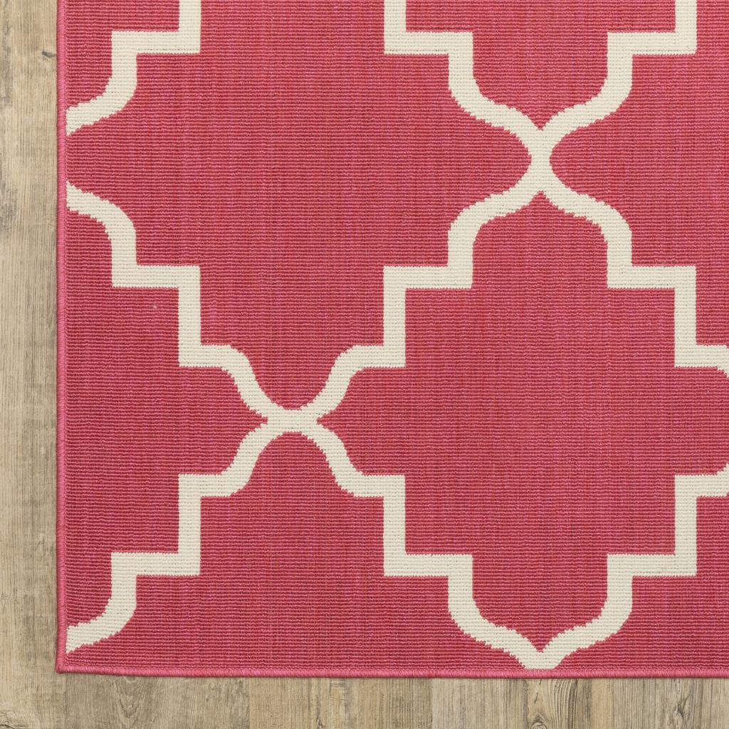 Oriental Weavers Havana HAV11 Pink Rectangle Indoor/Outdoor Area Rug Lattice Pattern-