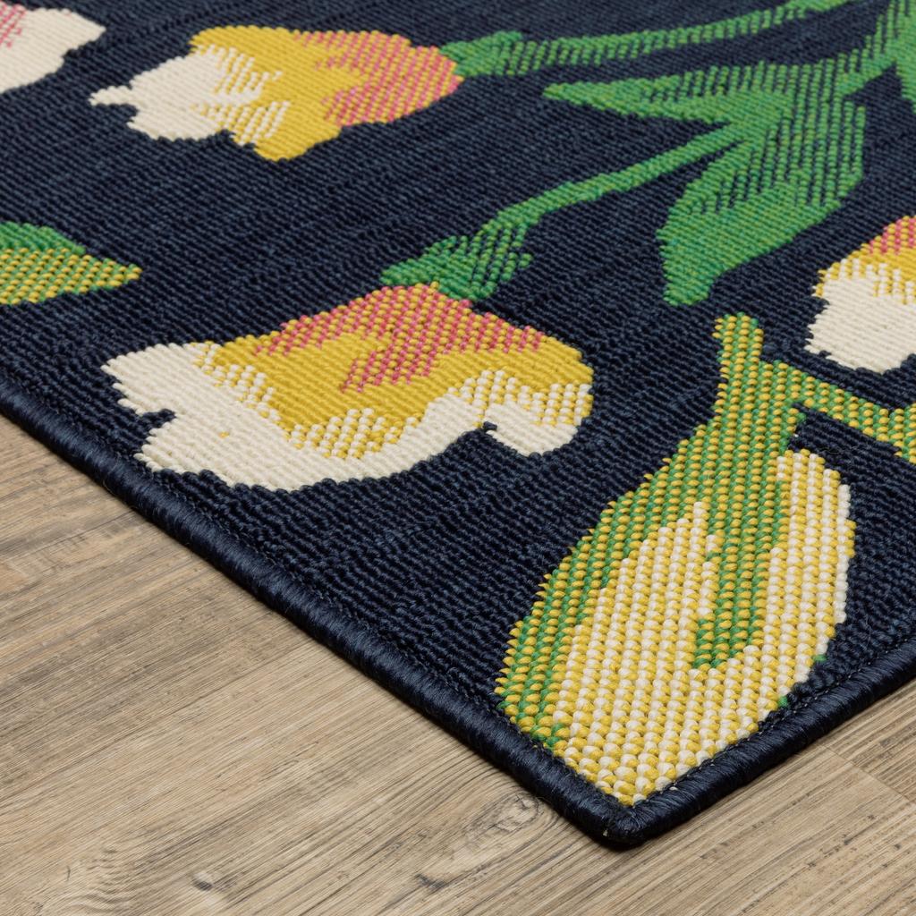 Oriental Weavers Havana HAV12 Navy Rectangle Indoor/Outdoor Runner Botanical Pattern-