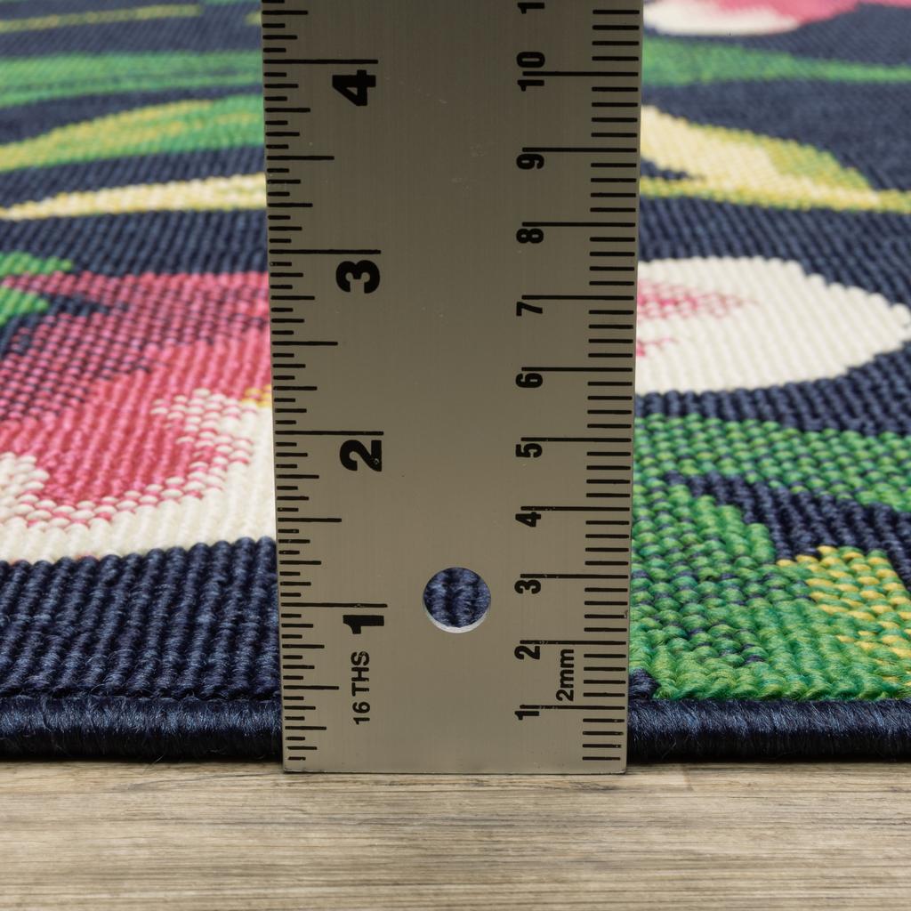 Oriental Weavers Havana HAV12 Navy Rectangle Indoor/Outdoor Runner Botanical Pattern-