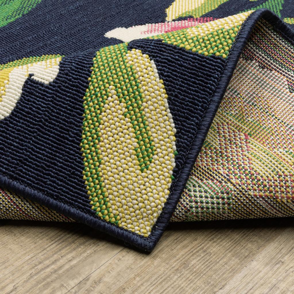 Oriental Weavers Havana HAV12 Navy Rectangle Indoor/Outdoor Runner Botanical Pattern-