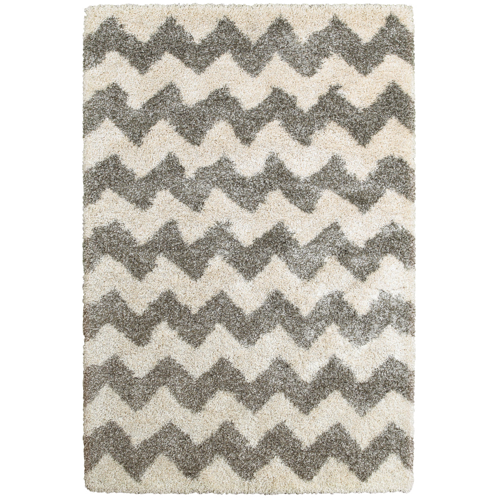 Oriental Weavers Henderson 625W9 Gray Rectangle Indoor Area Rug - Luxurious Stain Resistant Shag Rug with Geometric Design-