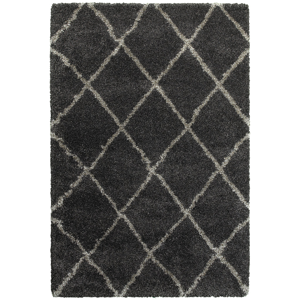 Oriental Weavers Henderson 090K1 Gray Rectangle Indoor Area Rug - Luxurious Stain Resistant Shag Rug with Geometric Design
