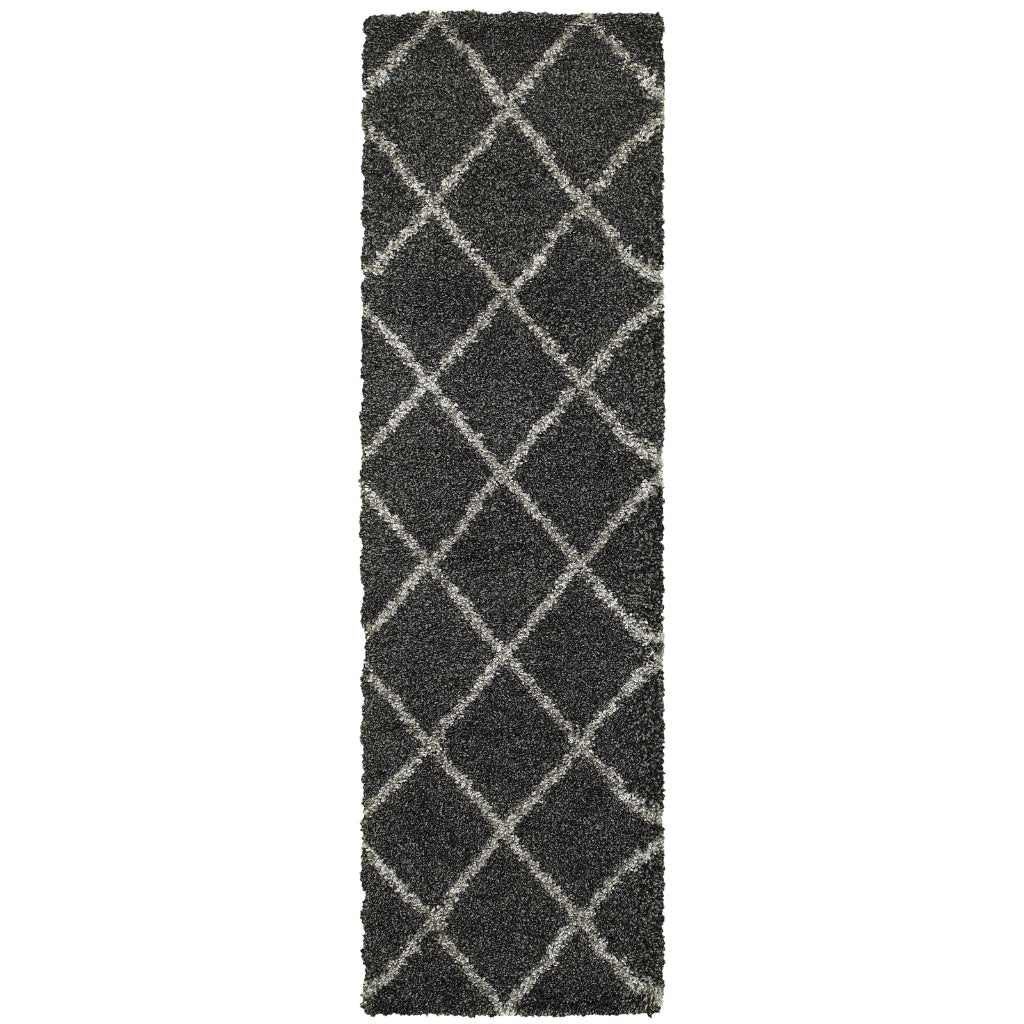 Oriental Weavers Henderson 090K1 Gray Rectangle Indoor Runner - Luxurious Stain Resistant Shag Rug with Geometric Design