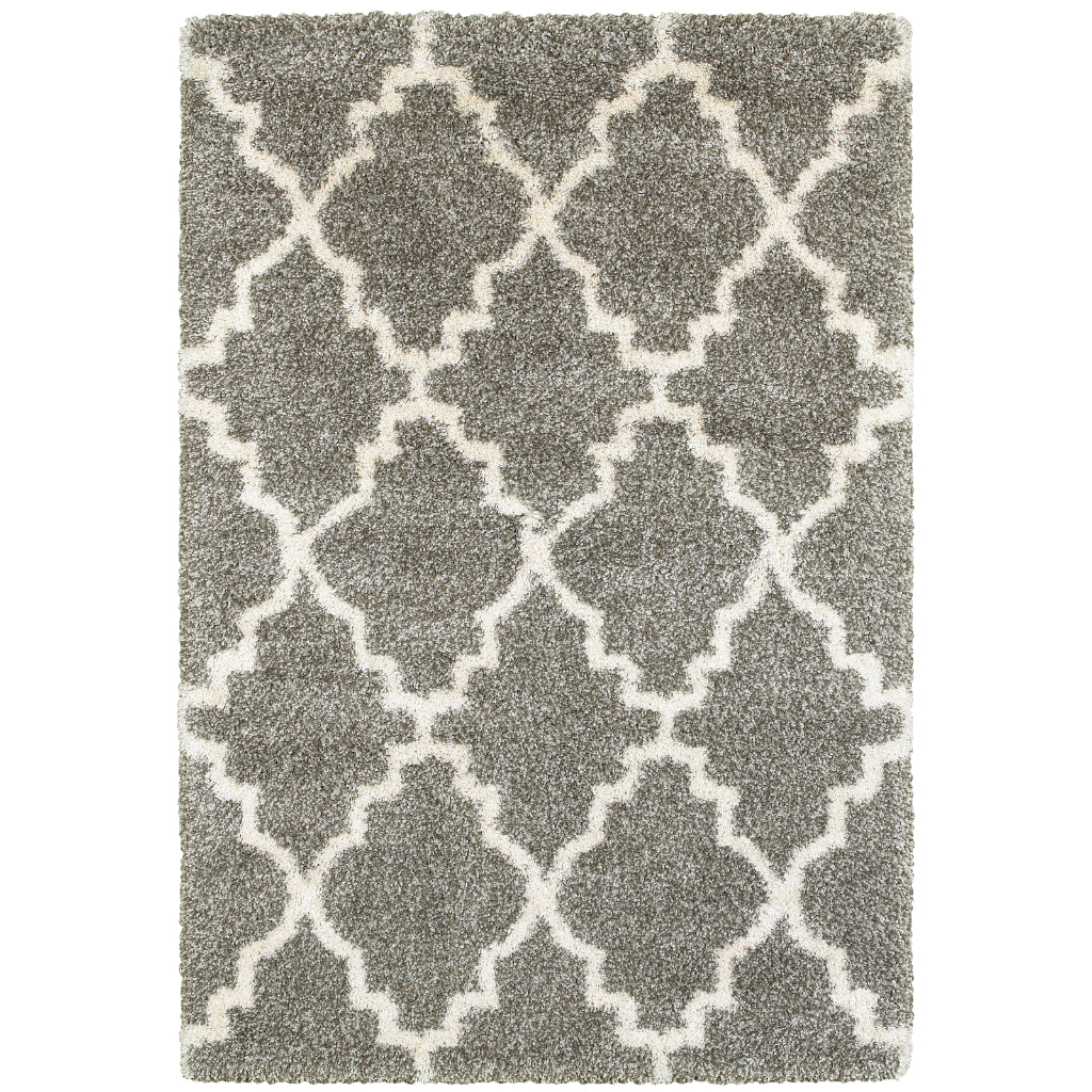 Oriental Weavers Henderson 092E9 Gray Rectangle Indoor Area Rug - Luxurious Stain Resistant Shag Rug with Geometric Design