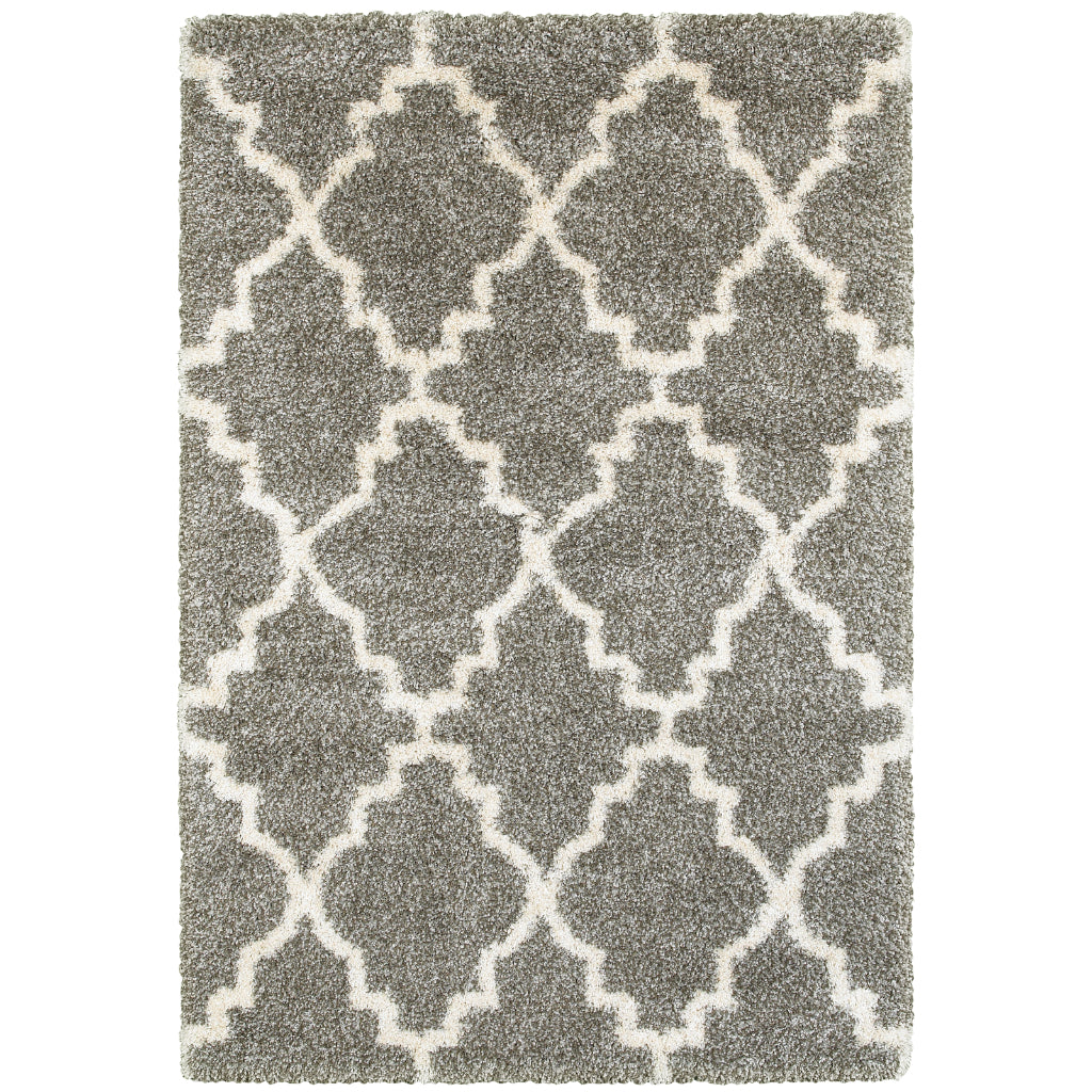Oriental Weavers Henderson 092E9 Gray Rectangle Indoor Area Rug - Luxurious Stain Resistant Shag Rug with Geometric Design-